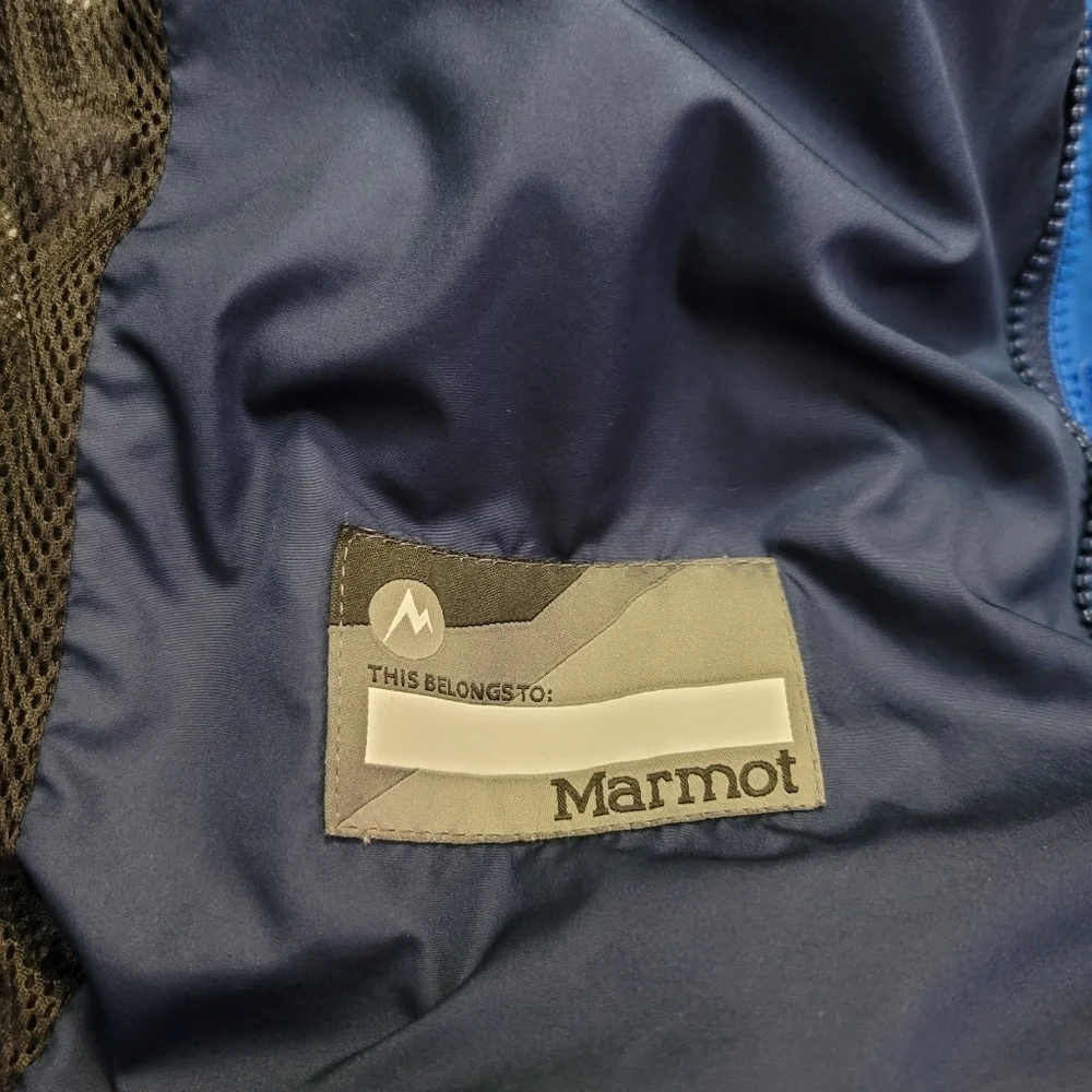 Sz Large (Kids) Marmot Boy's Hooded Blue Windbreaker